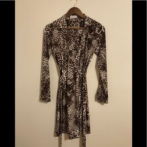 Calvin Klein Cheetah print wrap dress